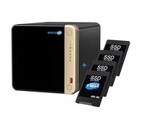SIMPLETEK - NAS Profesional de 4 Bahías - 4x SSD 480GB - Quad-Core 2.0GHz - 8GB RAM (Max 16GB) - 2 ranuras M.2 NVMe - Ranura PCIe - 2.5GbE - HDMI