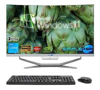 SIMPLETEK - PC todo en uno con pantalla curva de 24" Core i3 | Tarjeta de vídeo nVidia GT710 de 1 GB | Windows 11 | 16 GB RAM SSD 960 GB | Ideal para oficina, escuela, hogar