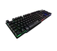SIMPLETEK - Teclado de gaming RGB de colores para juegos USB con cable para PC y ordenador fijo con membrana