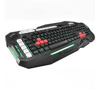 SIMPLETEK - Teclado de gaming RGB multicolor multimedia de membrana juego USB con cable PC con interruptor naranja 7 colores