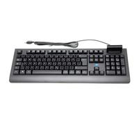 SIMPLETEK - Teclado USB con lector de tarjetas inteligentes CNS integrado - Pegatinas de disposición QWERTZ alemán DE preaplicadas - para tarjeta sanitaria