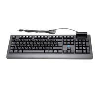 SIMPLETEK - Teclado USB con lector de tarjetas inteligentes CNS integrado - Pegatinas para disposición QWERTY KR coreana preaplicadas - para tarjeta sanitaria