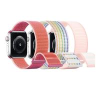 SimpleThings Compatible con correas de Apple Watch para niños, gancho y bucle de nailon para muñeca pequeña K12 para niños y niñas, iWatch Series 9, 8, 7, 6, 5, 4, 3, SE SE2 (rosa perla, arco iris y