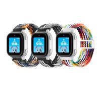 SimpleThings Correa trenzada compatible con AT&T amiGO Jr Watch, correas de nailon elástico suave con hebilla ajustable fácil (chocolate/vaqueros/arcoíris)