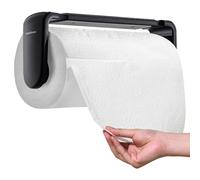 simpletome Portarrollos para Papel De Cocina Debajo del Gabinete O Montaje En Pared Operación con Una Mano Brazo Tensor Portarrollos De Cocina (Negro, para Rollo de 24-28 cm/9,4-11 Pulgadas)