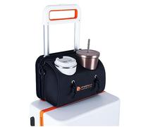 simpletome Portavasos para equipaje con manos libres soporte para vasos de viaje para equipaje de viaje 2 portavasos grandes para bebidas con bolsillo trasero para maleta grande (Negro)