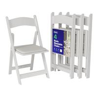 SIMPLEX 4 sillas plegables blancas - Sillas plegables apilables de resina con asientos acolchados - Cómodas sillas plegables blancas para eventos en interiores y exteriores - Sillas de resina ligeras