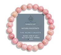 SIMPLÍ BASIC Pulseras curativas de piedra natural de 8 mm para mujeres/hombres, suerte, fortuna, confianza, protección, equilibrio para la mente, singularidad, caja de regalo, Piedra, Rodonita