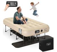 Simpli Comfy EZ Bed - Colchón de aire autoinflable individual con marco integrado, bomba y funda con ruedas, cama de aire inflable perfecta para el hogar, invitados, viajes, vacaciones, camping