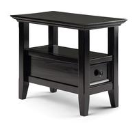 Simpli Home Amherst - Mesa Auxiliar Rectangular de Madera Maciza de 14 Pulgadas de Ancho en Color marrón Nogal