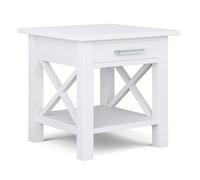 Simpli Home Kitchener Mesa auxiliar, cuadrada, de madera maciza, 53,3 cm de ancho, color blanco