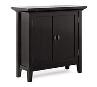 Simpli Home SIMPLIHOME Redmond - Armario de Almacenamiento bajo de transición de Madera Maciza de 32 Pulgadas de Ancho, Color marrón Nogal para Sala de Estar, Entrada y habitación Familiar