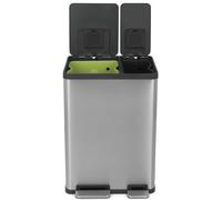 SIMPLI-MAGIC Bote de basura rectangular con doble compartimento para reciclaje de cocina con tapa de cierre suave, acero inoxidable cepillado (38 L x 22 L)