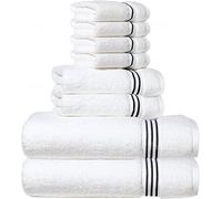Simpli-Magic Juego de Toallas de 8 Piezas, 2 Toallas de baño, 2 Toallas de Mano y 4 paños de Lavado, 100% algodón Hilado en Anillo, Toallas Altamente absorbentes para baño, Gimnasio, Hotel y SPA