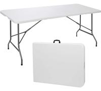 SIMPLI-MAGIC Mesa plegable de plástico de 6 pies, para interiores y exteriores, resistente, portátil con asa, cerradura para picnic, fiesta, camping, color blanco
