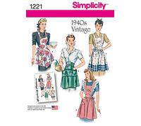 Simplicity 1221 Patrón de Costura para Delantales, tamaño S/M/L, Vintage, Multicolor