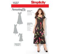 Simplicity Simplcity Patrón de Costura 1537: Vestido Grande para Mujer, Talla, Papel, Blanco, AA (10-12-14-16-18)