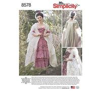 Simplicity Simplcity 8578Simplicity Pattern 8578 Vestido del Siglo XVIII para Mujer, Papel, Blanco, R5 (14-16-18-20-22)