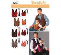 Simplicity 4762 Chalecos y corbatas para niños y hombres, papel, blanco, A (S, M, L, XL)
