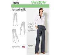 Simplicity 8056 AA Amazing Fit Miss y Plus tamaño Acampanado o Pantalones Patrón de Costura, Papel