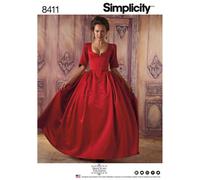 Simplicity 8411 Misses 18th Siglo Vestido Disfraz Patrón de Costura Talla 6-14