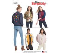 Simplicity 8418 Forrado Bombardero Chaqueta Misses Costura Patrón Tallas 4-12 &