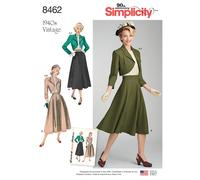 Simplicity 8462 Misses 1940'S Falda Blusa Bolero Costura Patrón Talla 6-14 16-24