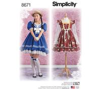 Simplicity 8671 Misses Lolita Cosplay Trajes Costura Patrón Tallas 4-12 & 12-20