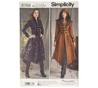 Simplicity 8769 - Patrón de costura de abrigo medieval femenino para disfraz de cosplay y Ren Faire, tallas 14-22