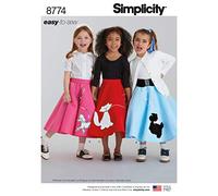 Simplicity 8774 Girl's 1950's Vintage Rockabilly Poodle Skirt Sewing Pattern, Sizes 7-14