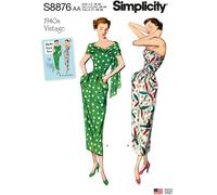 Simplicity 8876 Misses Vintage 1940'S Vestido Patrón de Costura Tallas 10-18 &