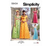 Simplicity Patrón de costura S9434 para vestidos de mujer y mujer Regency Era, blanco, SS9434BB
