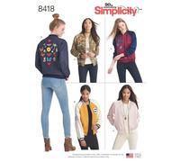 Simplicity Misses' Lined Bomber Jacket 8418Pattern 8418-Chaqueta con Forro para Mujer (Tejido y Ribetes), Papel, Blanco, R5 (14-16-18-20-22)