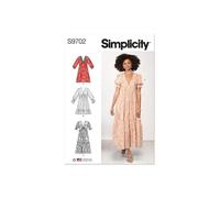 Simplicity Misses' V-Neck Empire Dress Sewing Pattern Kit, Code S9702, Sizes 18-20-22-24-26, Multicolor