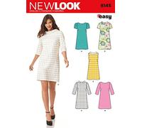 Simplicity New Look 6145-Patrón de Costura para Vestidos de Mujer, Talla A (36 a 46), Papel, Blanco