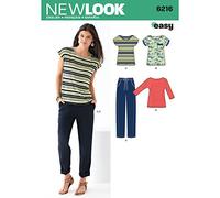 Simplicity New Look 6216-Patrón de Costura para Camisetas y Pantalones Mujer, Talla A (8-10-12-14-16-18), Tejido de Punto, Multicolor, Varied Sizes