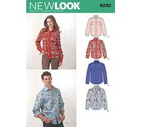 Simplicity New Look 6232-Patrón de Costura para Camisa de Hombre y Mujer, (Tallas 8 a 18, XS a XL), Tela, Multicolor, Original Version