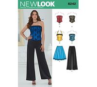 Simplicity New Look 6242-Patrones de Costura para corsé, Pantalones y Falda para Mujer, Talla A (4-6-8-10-12-14-16), Papel, Blanco, 32-44