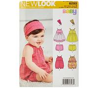 Simplicity New Look Patrón de Costura 6293: Mameluco, Vestido, Bragas y Diadema, Talla A, Blanco, NN - G