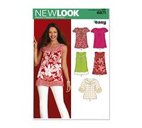 Simplicity Patrón de Costura New Look 6871: Camisetas para Mujer, Talla A, Papel, Blanco, A (10-12-14-16-18-20-22)