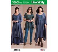 SIMPLICITY Patrón de costura S8960 Vestido o túnica, falda y pantalón, papel, blanco, varios