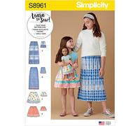 SIMPLICITY Patrón de costura S8961 - Faldas para niños, niñas y muñecas, papel, color blanco, varios