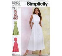SIMPLICITY Patrón de costura SS9920U5 para vestido de mujer con variaciones de cuello y longitud U5 (16-18-20-22-24)