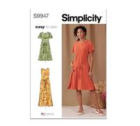 SIMPLICITY Patrón de costura SS9947D5 para vestido de punto para mujer con mangas y variaciones de longitud D5 (4-6-8-10-12)