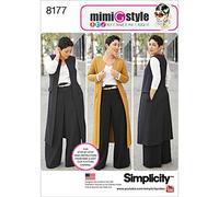 Simplicity Pattern 8177 Mimi G Estilo Pantalones, Abrigo o Chaleco, y Parte Superior de Punto para Miss y más tamaños, Color Blanco