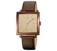 Simplicity - Reloj cuadrado para mujer, elegante, analógico, de cuarzo, con correa de cuero, impermeable, a la moda, para mujeres y niñas, Café dorado, Correa