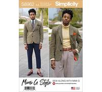 SIMPLICITY S8962 - Patrón de costura para chaqueta de hombre, color blanco, varios