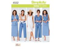 Simplicity Simplcity 4552 Ropa Inteligente e Informal para Mujer y Talla Grande, Papel, Blanco, AA (10 12 14 16 18)