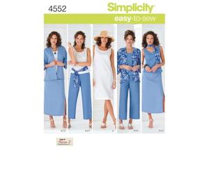 Simplicity Simplcity 4552 Ropa Inteligente e Informal para Mujer y Talla Grande, Papel, Blanco, AA (10 12 14 16 18)
