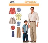 Simplicity Patrón papel Simplcity 4760 Camisas y Pantalones Niños y Hombres Blanco A(S M L/S M L XL)